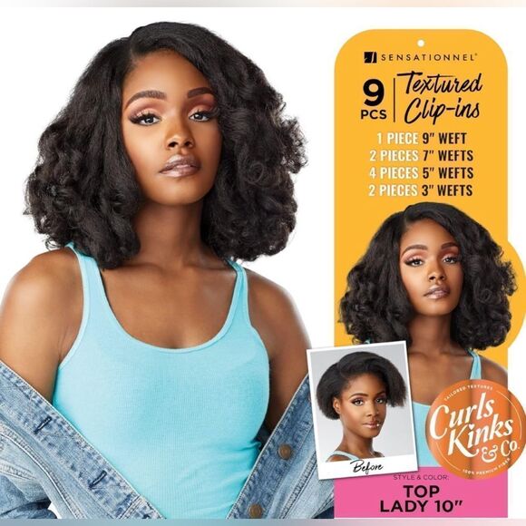 Sensational Textured Clip-ins Weave Curls Kinks & Co - Picture 1 of 8
